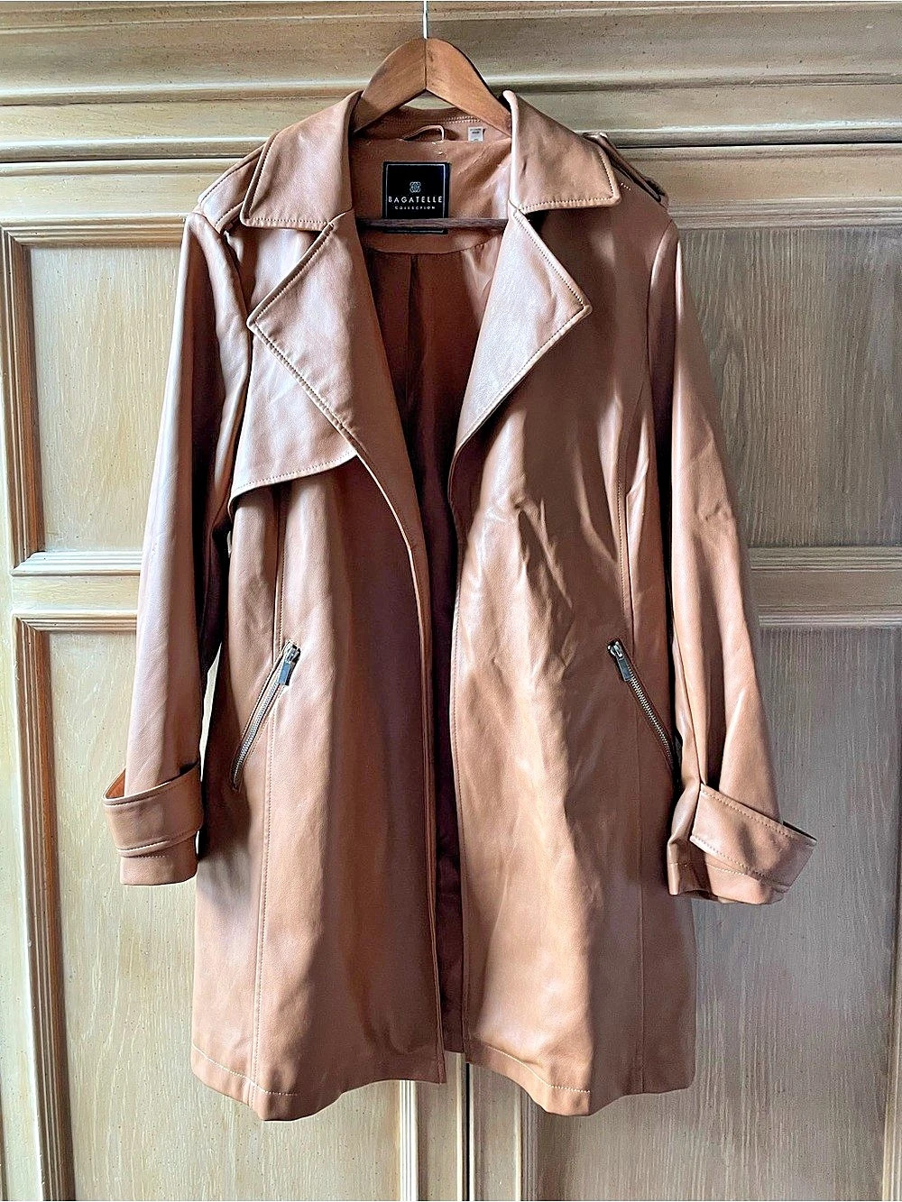 Bagatelle Faux Leather Trench Coat Size Medium